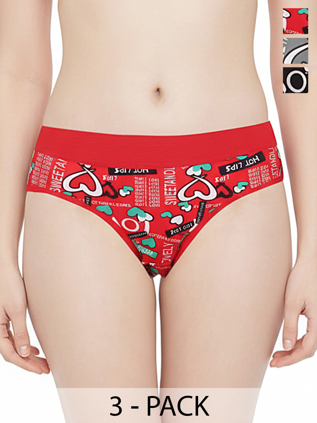 FiveFlag Pack of 3 Printed Mid-Rise Hipster Briefs