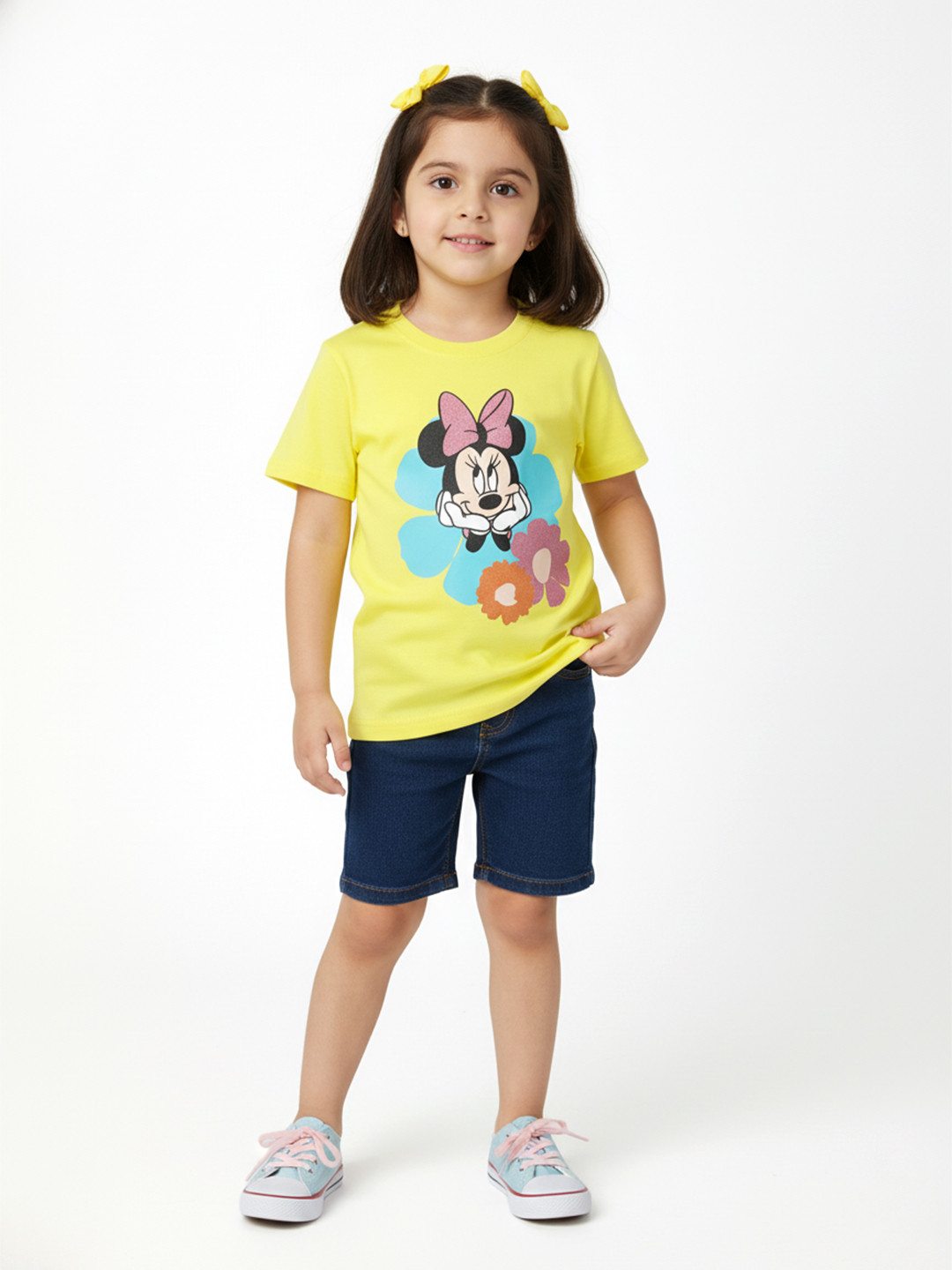 Nauti Nati Girls Minnie mouse Graphic Printed Round Neck Cotton Top