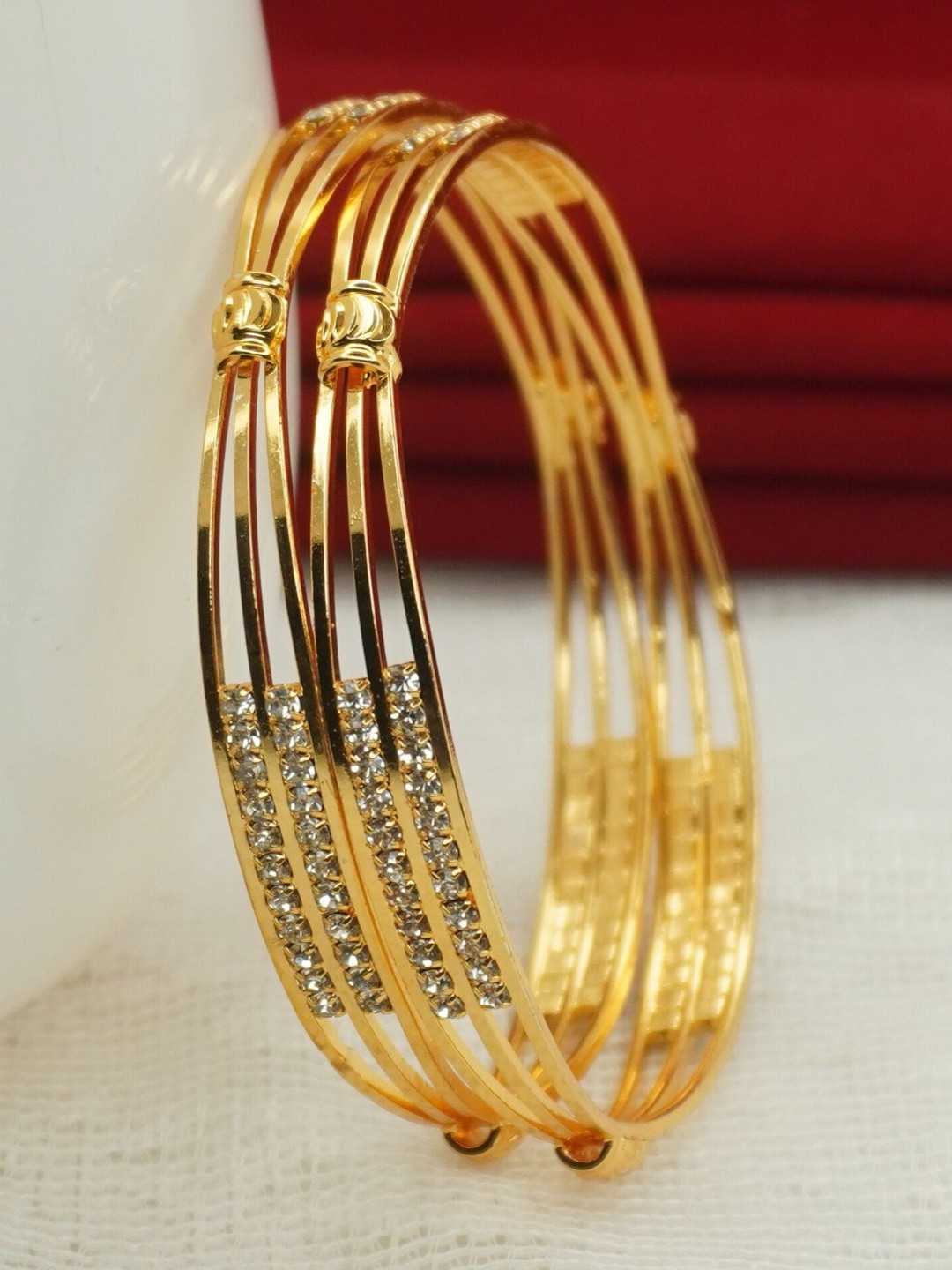 Panini jewels Set of 2 Gold-Plated American Diamond Studded Bangles