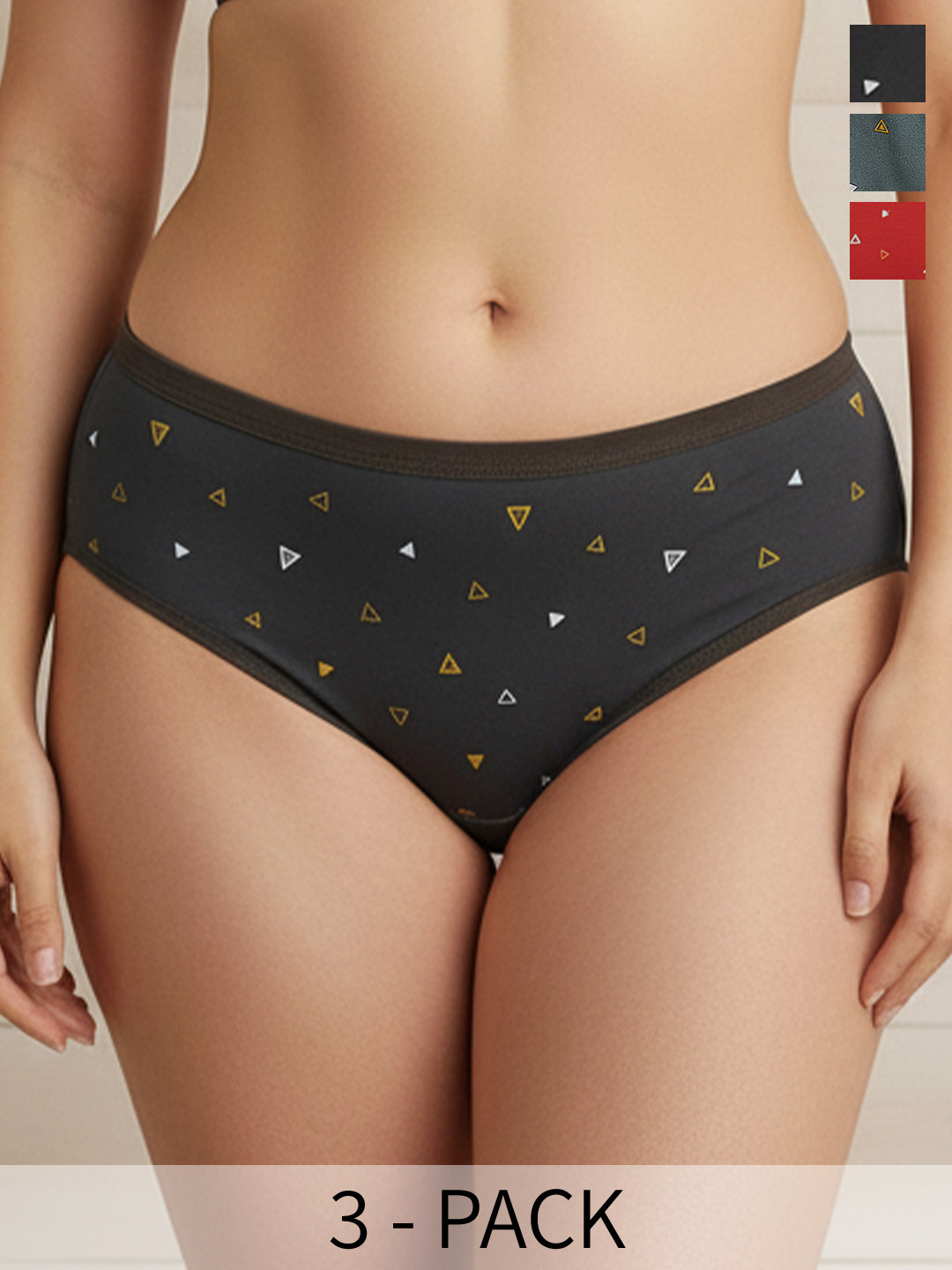 FiveFlag Pack of 3 Printed Mid-Rise Hipster Briefs