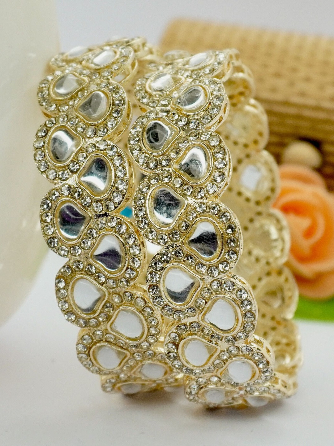 Panini jewels Set of 2 Gold-Plated Kundan Studded Bangles