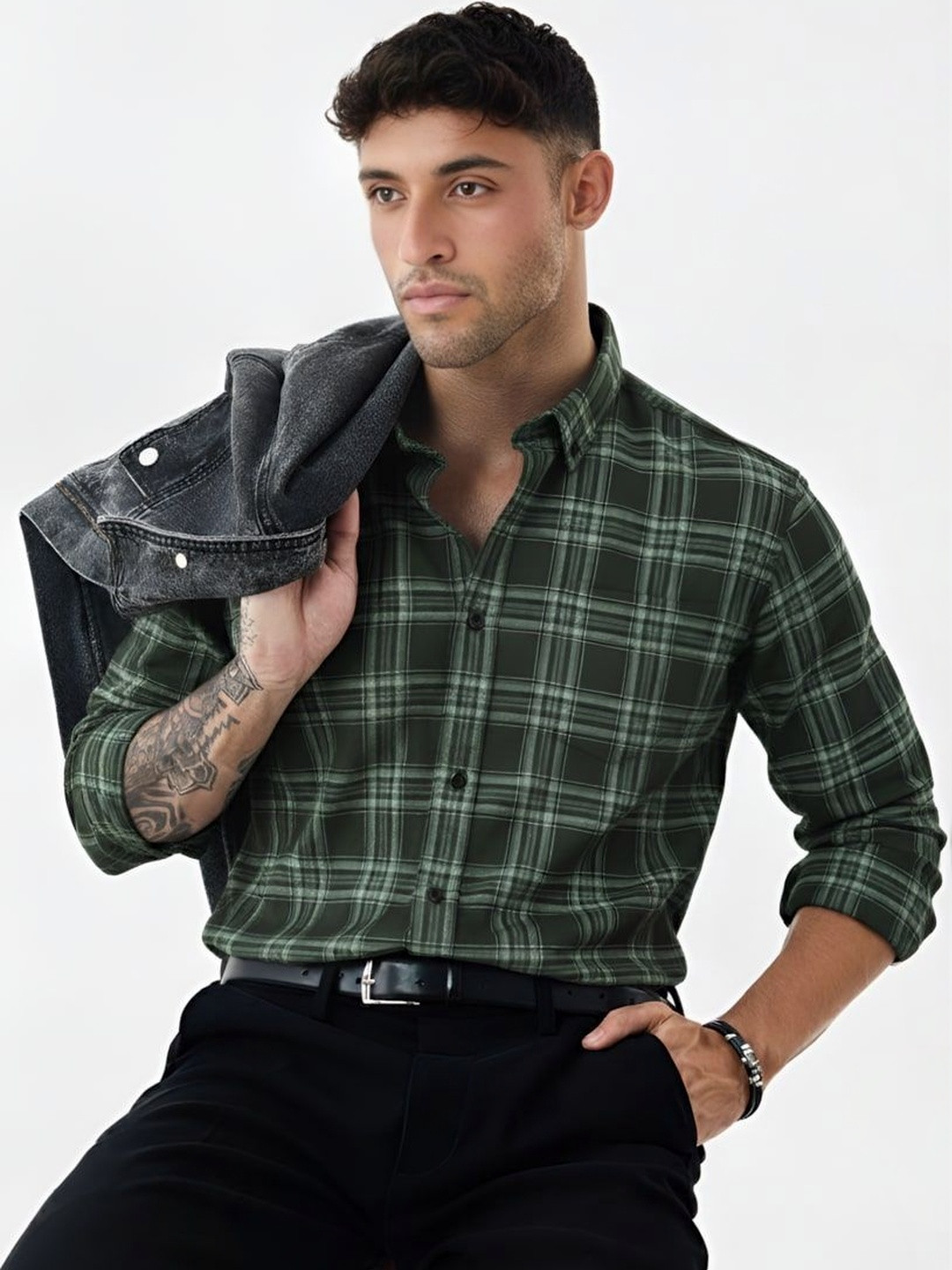 OTUS Men Classic Slim Fit Tartan Checks Checked Casual Shirt