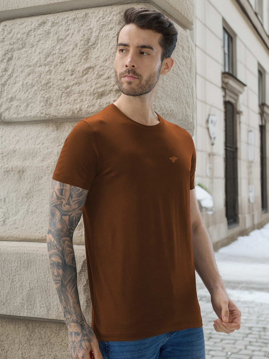 Status Quo Men Brand Logo Pure Cotton T-shirt