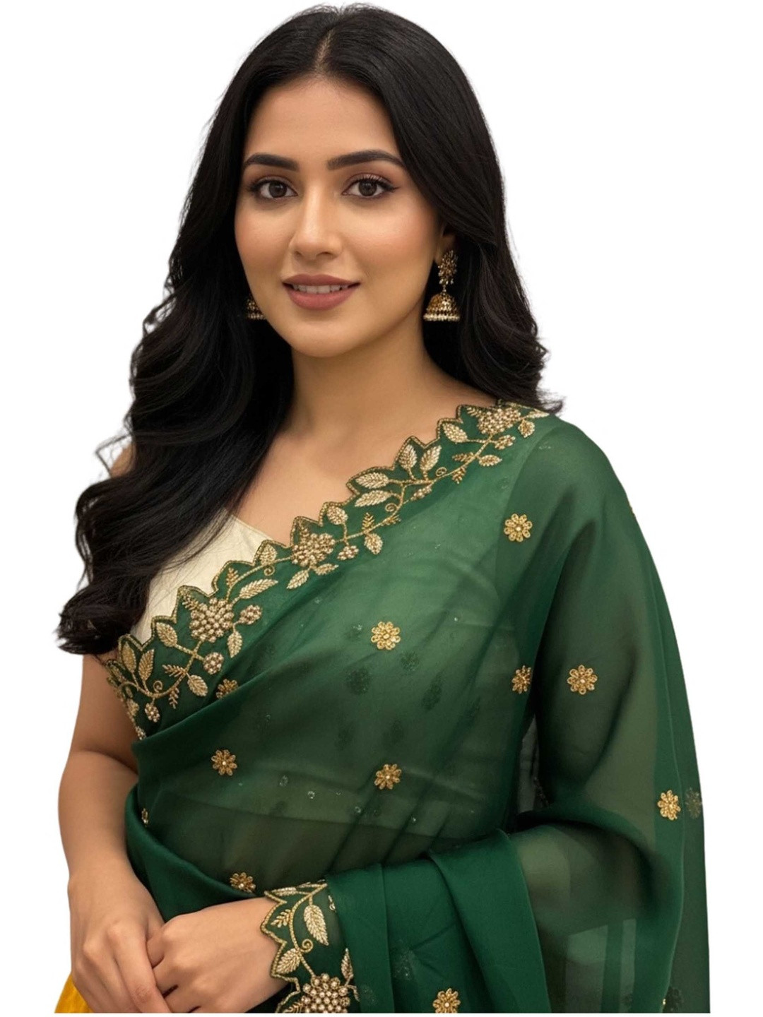 Fabcartz Embroidered Dupatta with Beads and Stones