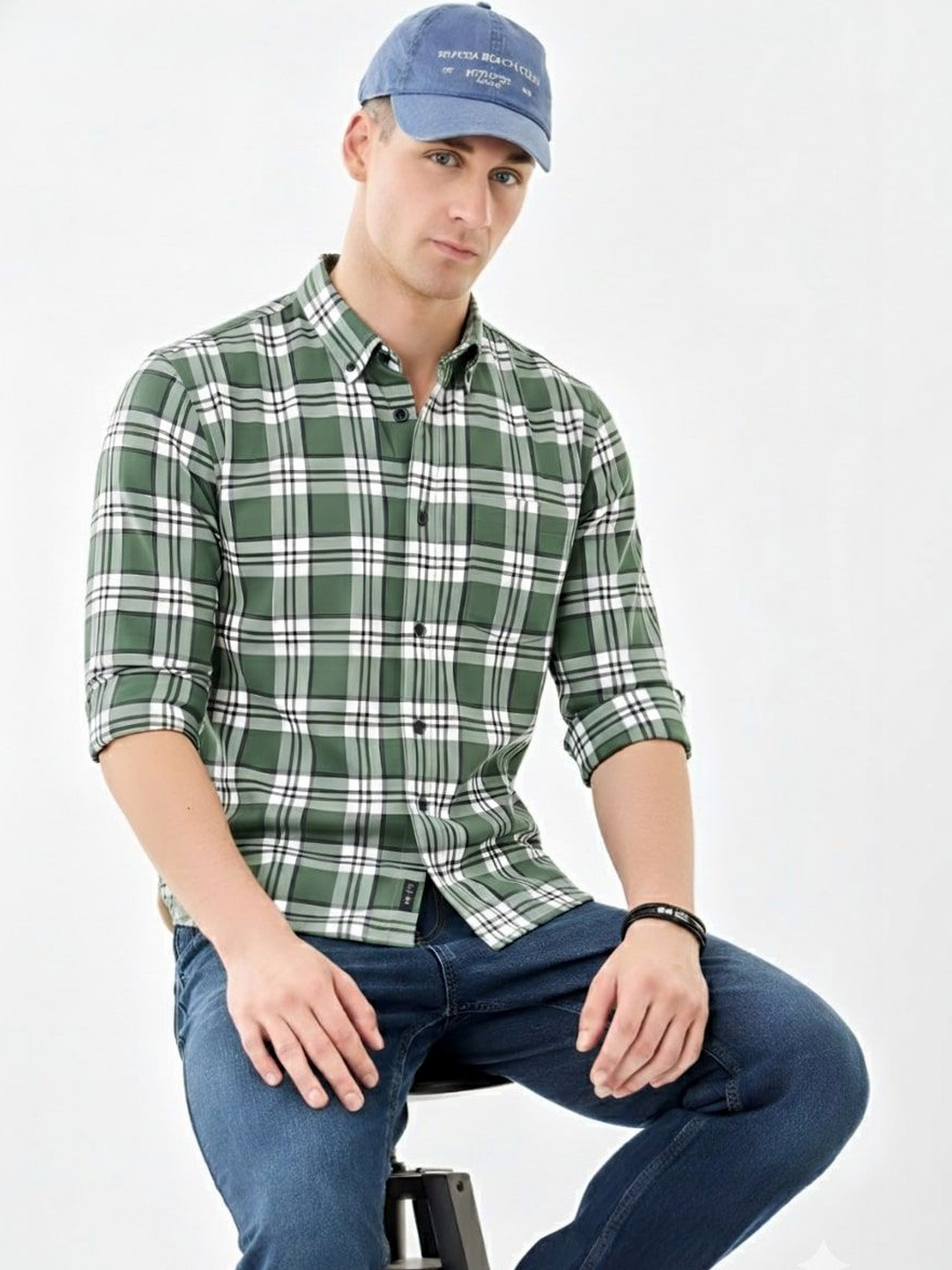 OTUS Men Classic Slim Fit Tartan Checks Checked Casual Shirt