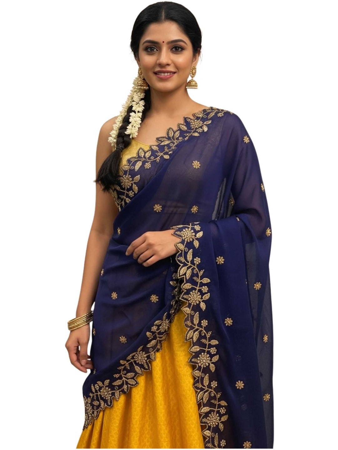 Fabcartz Embroidered Dupatta with Beads and Stones