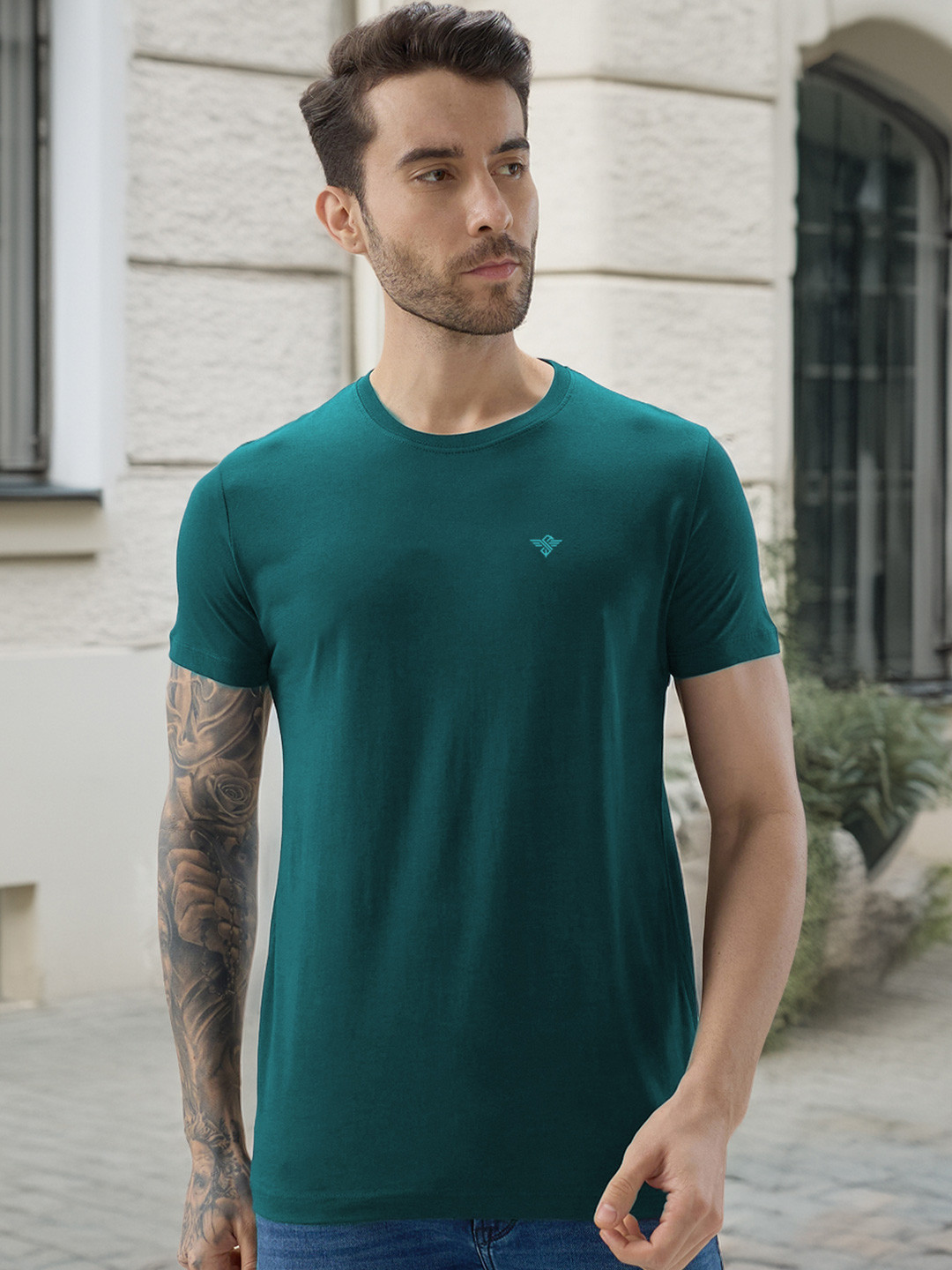 Status Quo Men Brand Logo Printed Pure Cotton T-shirt
