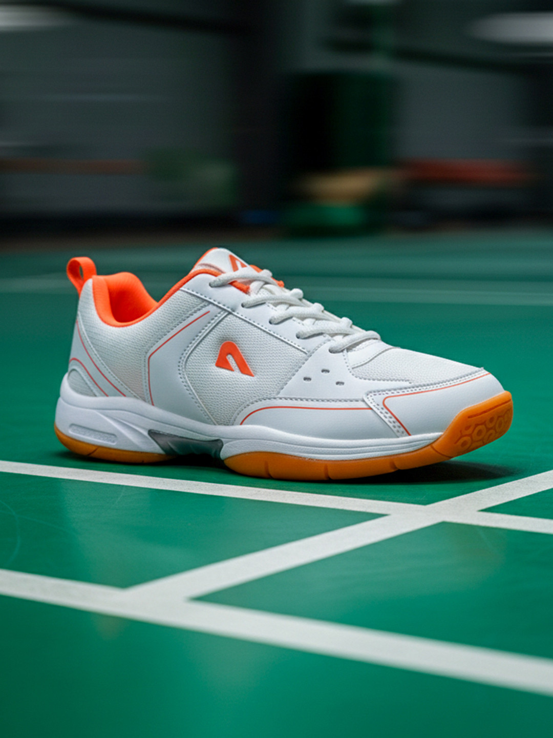 BOLDFIT Unisex White Orange Archer Lightweight Non-Marking Badminton Shoes