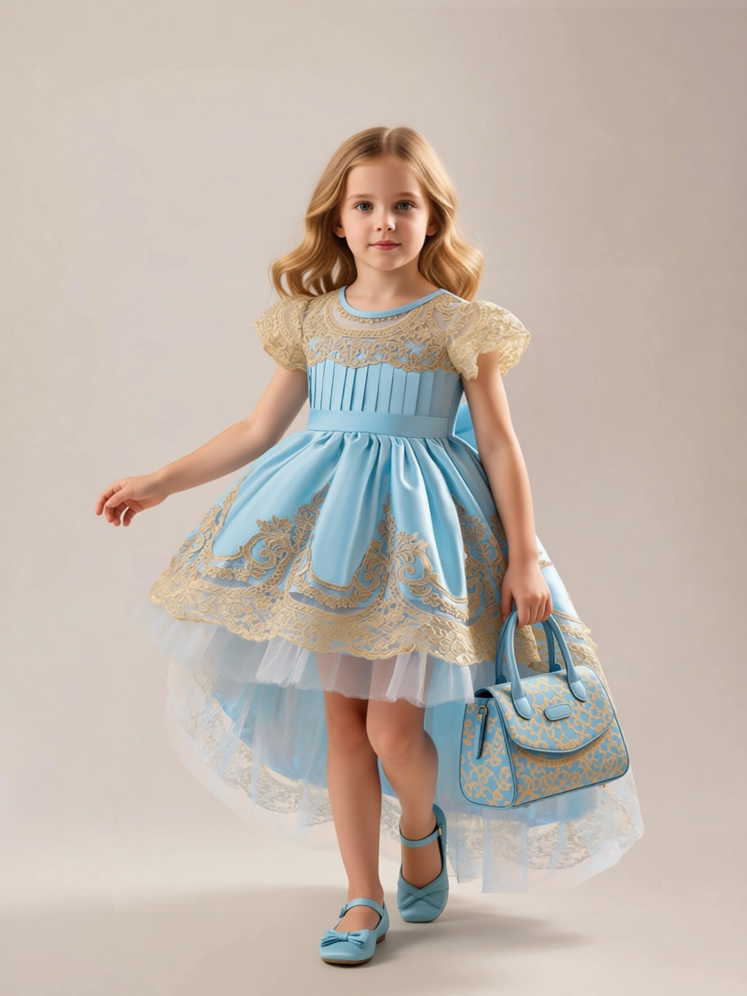 StyleCast x Revolte Girls Embroidered Fit and Flare High-Low Dress