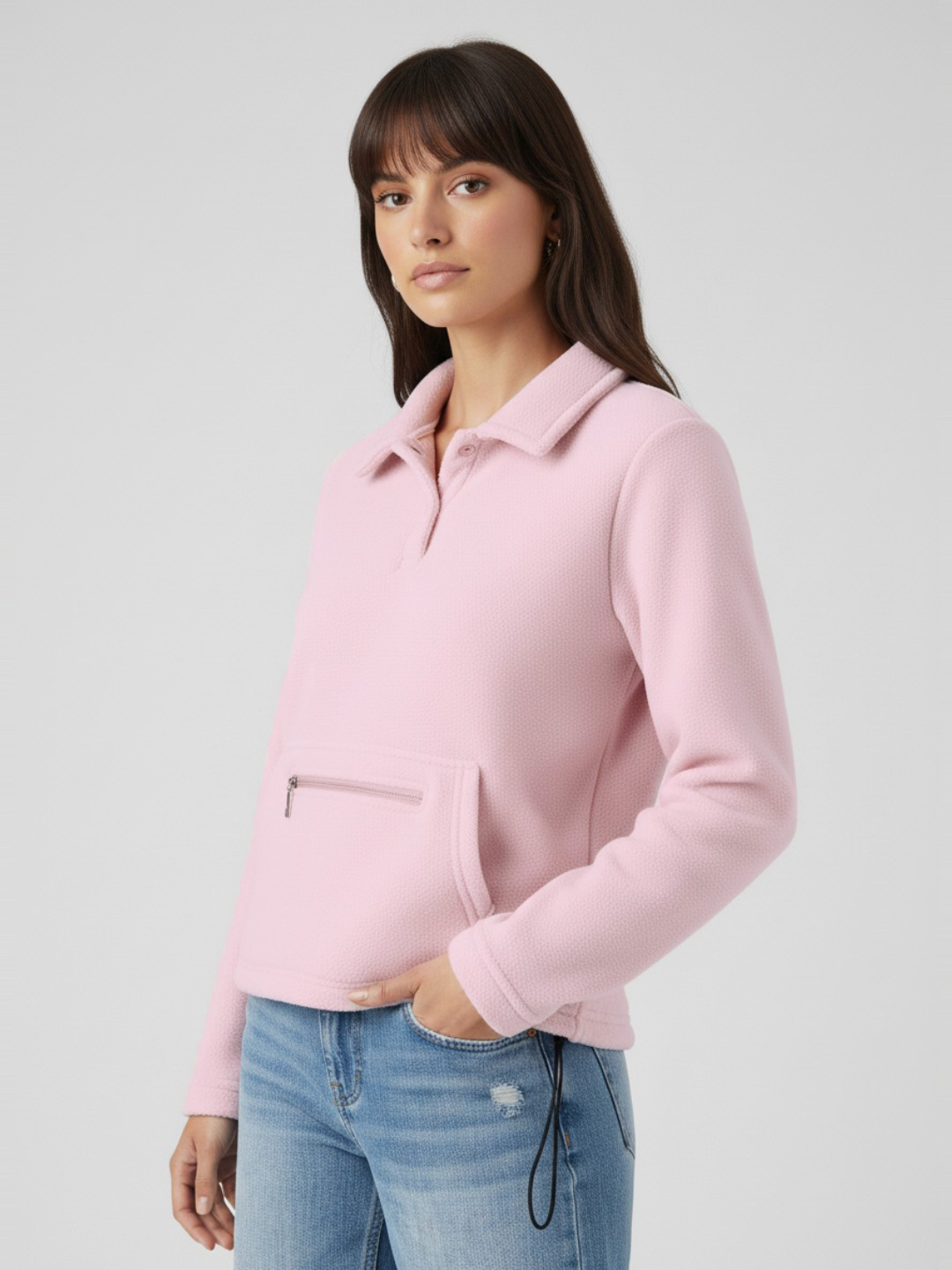 glitchez Shirt Collar Sweatshirt