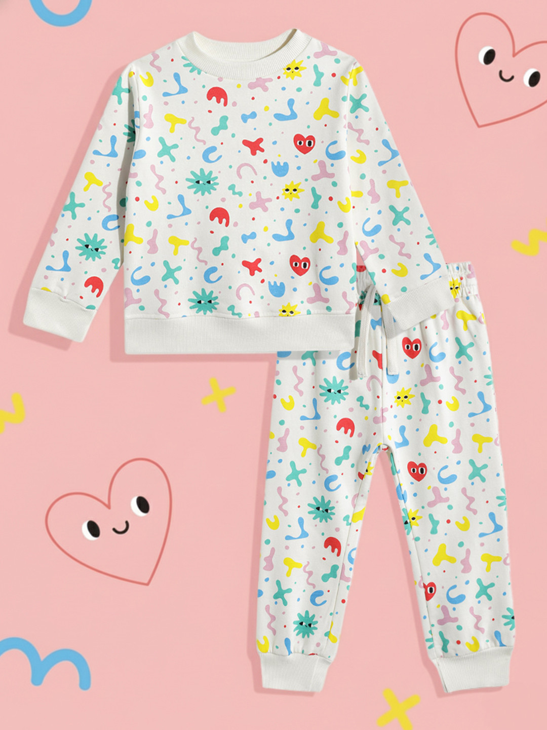 mothercare Girls Cotton Printed Sweatshirt & Joggers