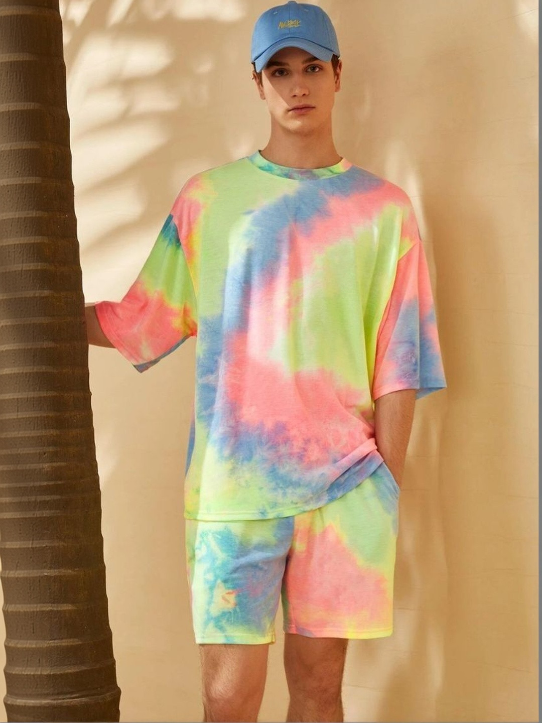 SZN Printed Shirt Collar T-Shirt With Shorts Co-Ords