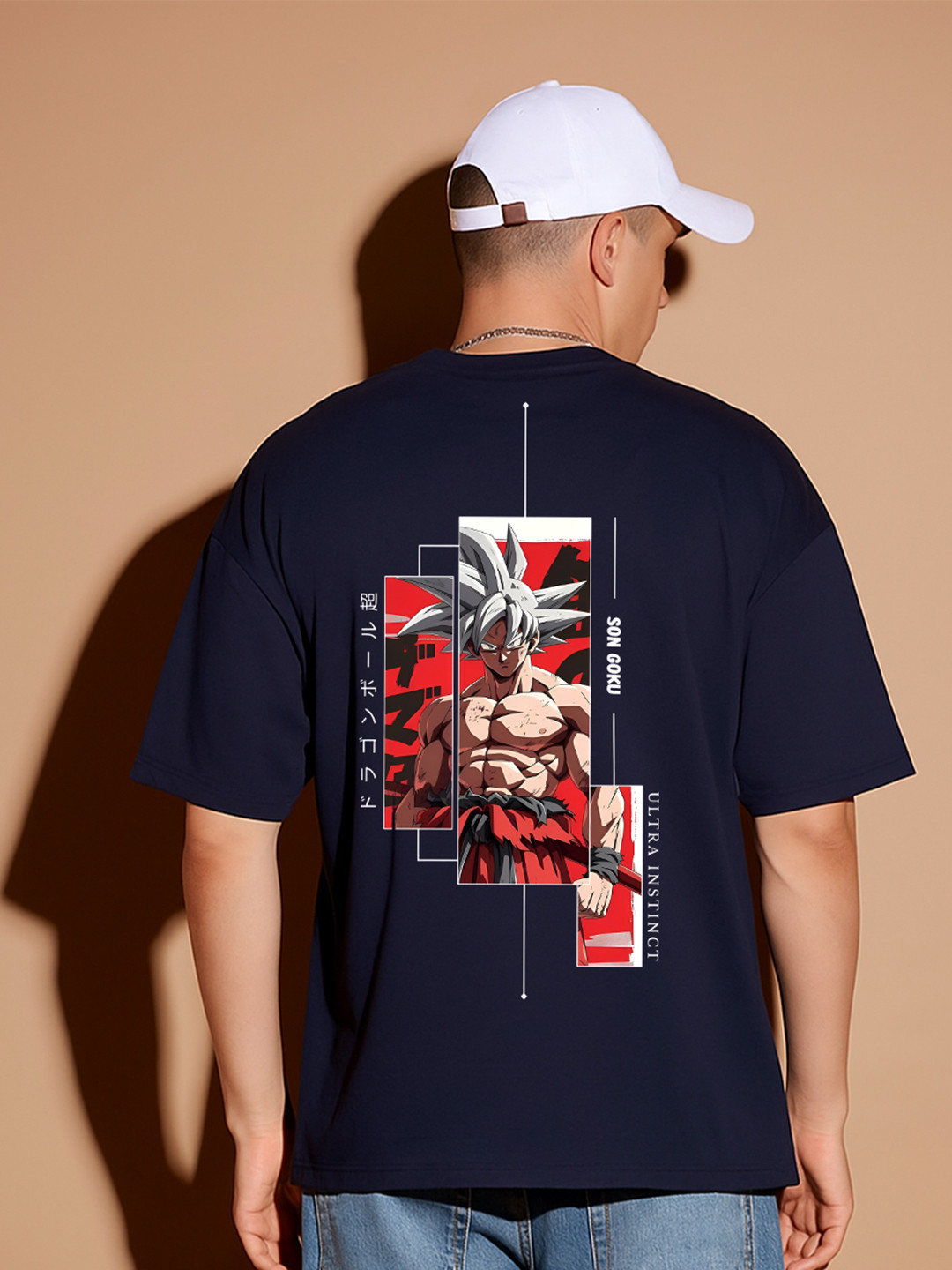 BDSQUARE Men Dragon Ball Z Printed Cotton Drop-Shoulder Sleeves Oversized T-shirt