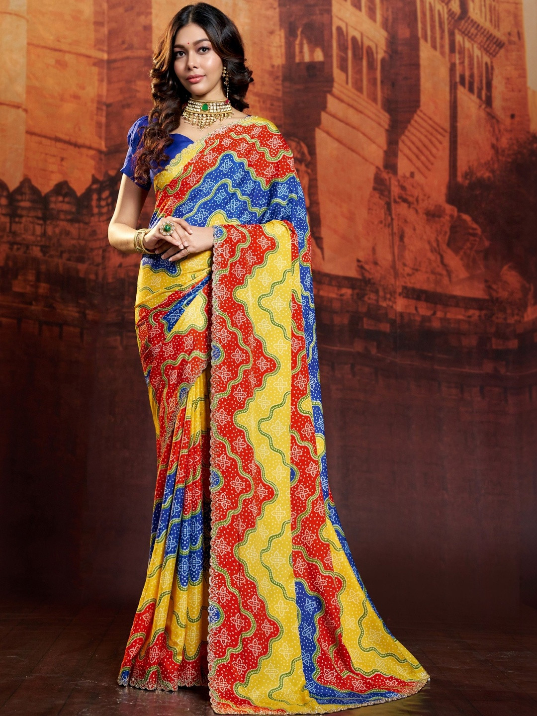 Garden Vareli Bandhani Pure Crepe Bandhani Saree