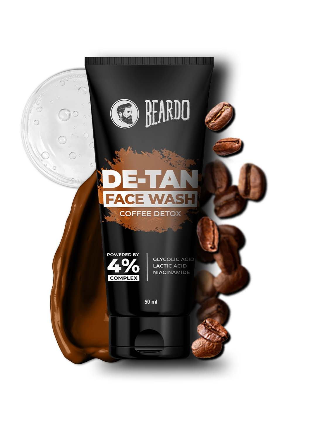 BEARDO Detan Face Wash for Tan Removal with Glycolic Acid & Niacinamide - 50 ml