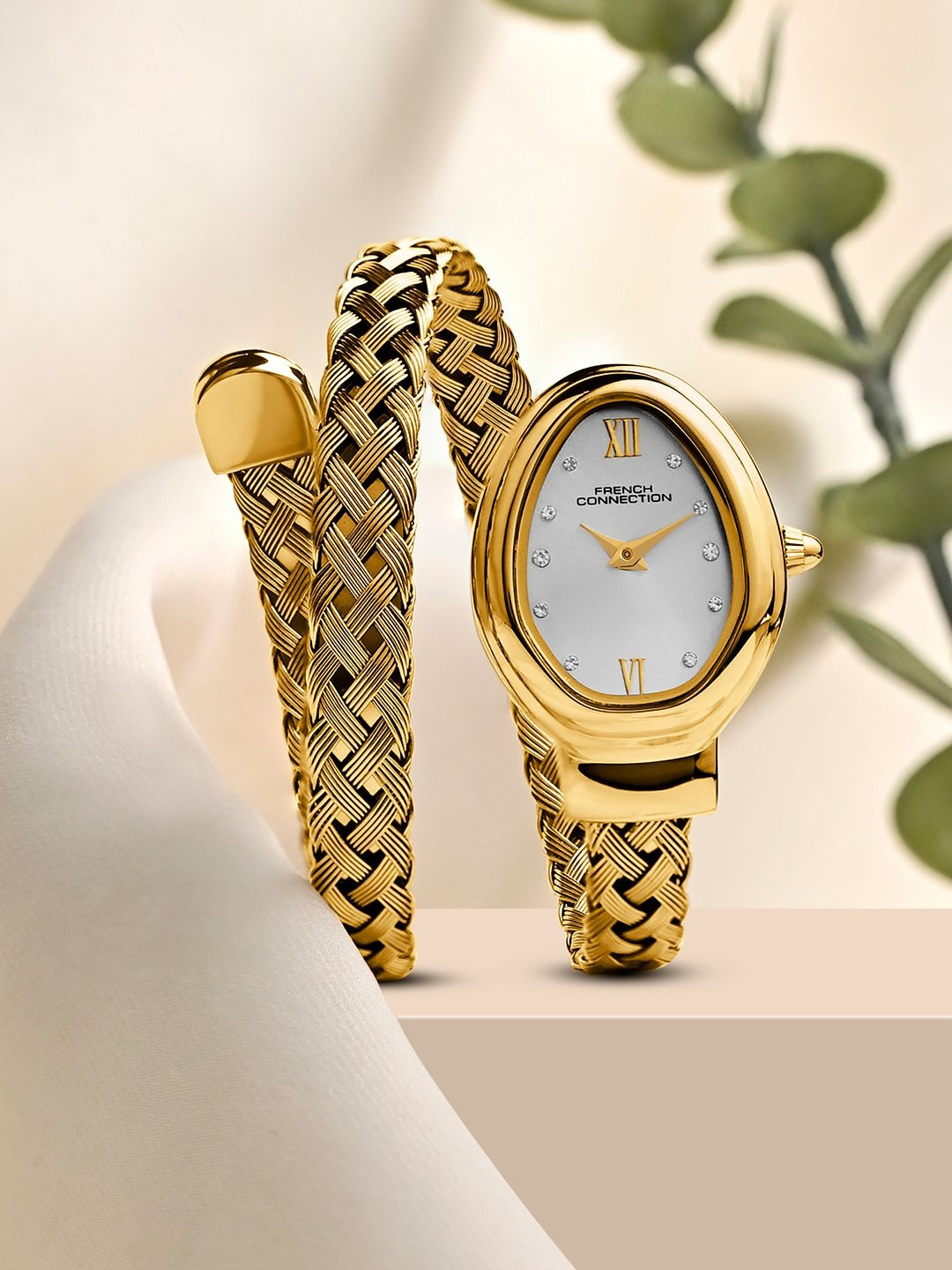 French Connection Women Dial & Stainless Steel Wrap Around Straps Analogue Watch FCN0152SGM