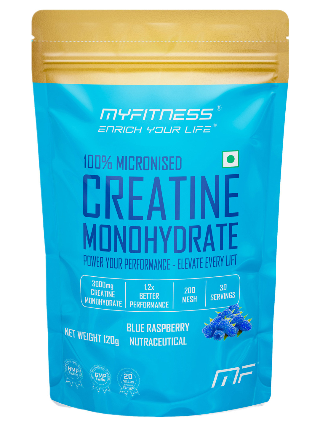 Myfitness 100% Micronized Creatine Monohydrate Powder Blue Raspberry 120g - 30 Servings