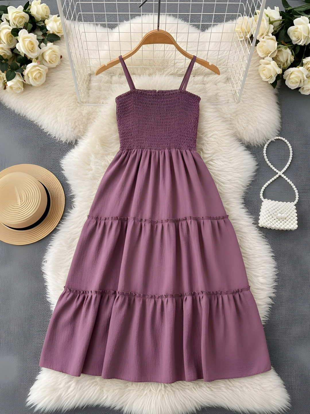 FIXOCRA Crepe Fit & Flare Midi Dress
