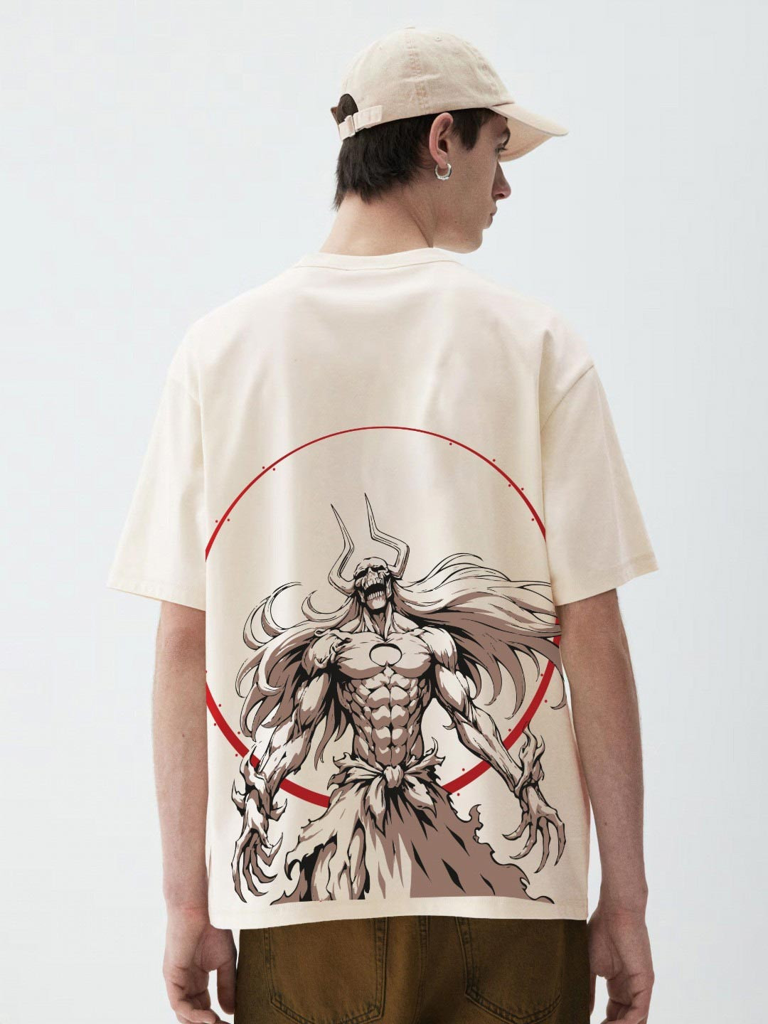 WHITE HUSK Vasto Lorde Bleach Anime Printed Oversized Cotton T-shirt