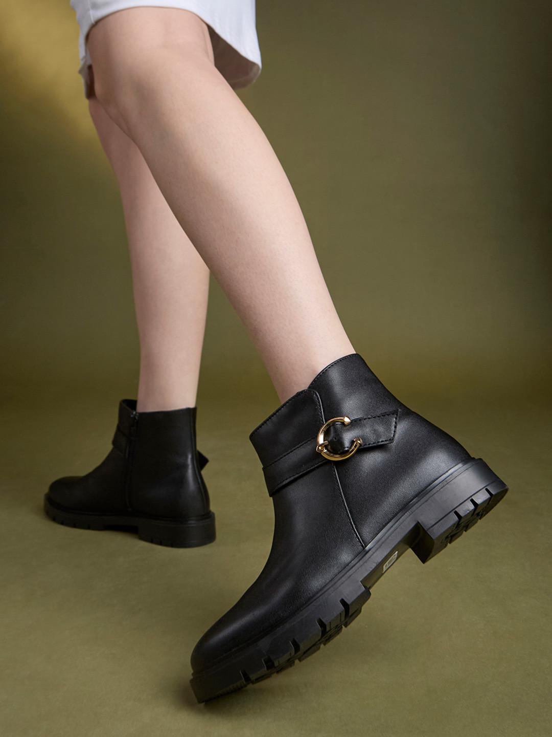 Inc 5 Women Black Casual Solid Round Toe Ankle Boots