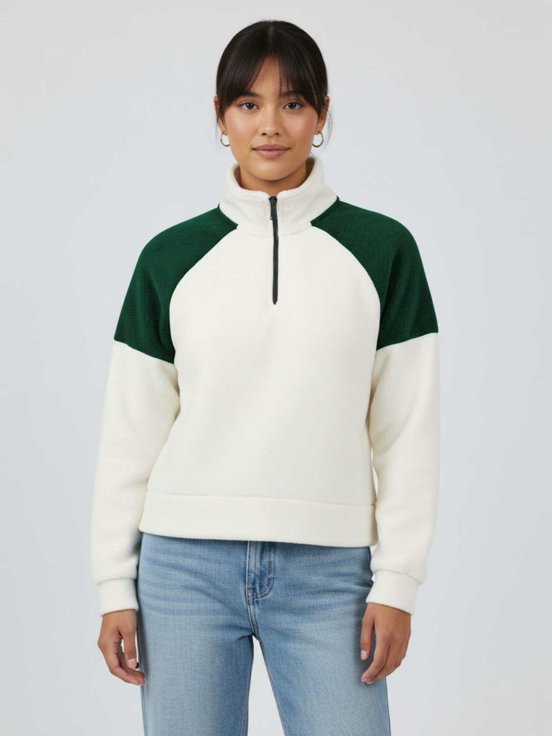 glitchez Raglan Sleeves Mock Collar Sweatshirt