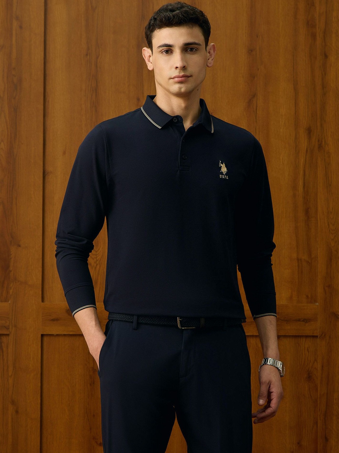 U.S. Polo Assn. Men Brand Logo Polo Collar T-shirt