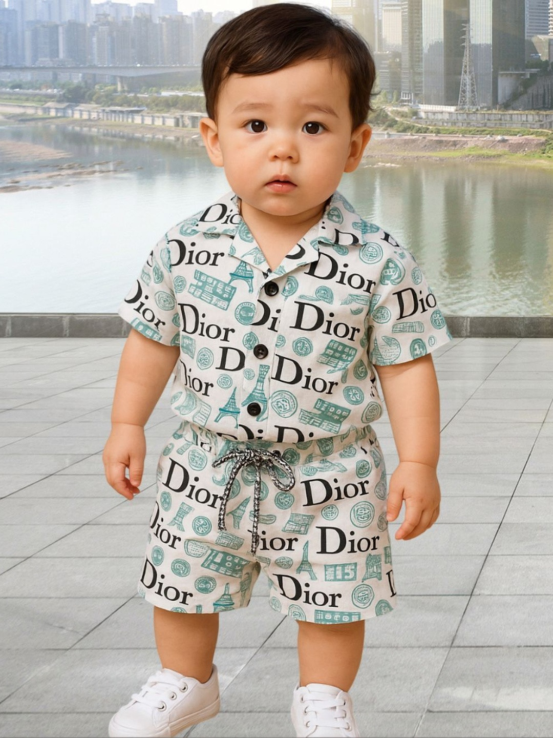 XBOYZ Kids Printed Pure Cotton Short Sleeve Shirt With Shorts