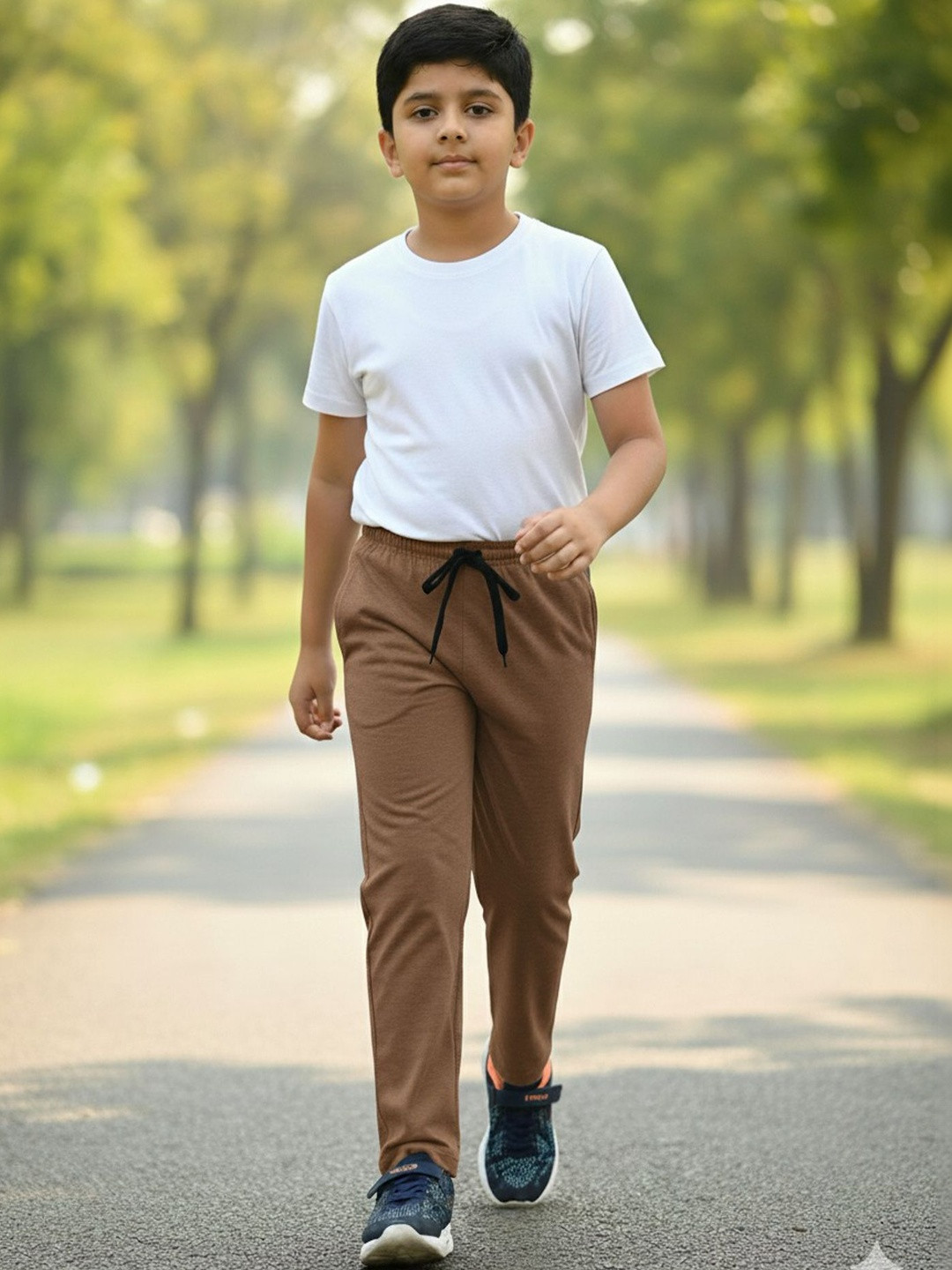 YK Boys Cotton Mid-Rise Track Pants