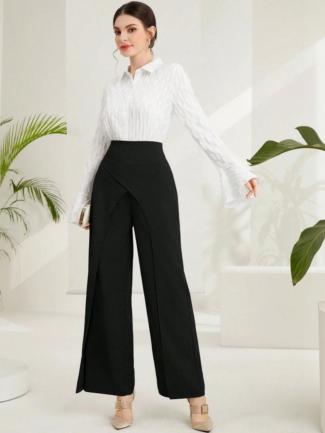 SZN Women High-Rise Easy Wash Pleated Trousers