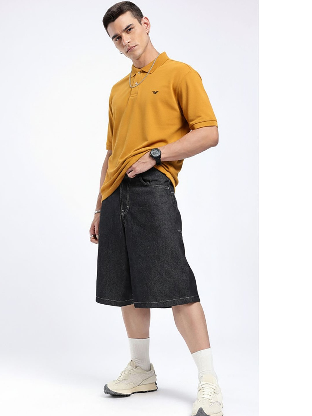 XYRIS Men Brand Logo Polo Collar Applique T-shirt