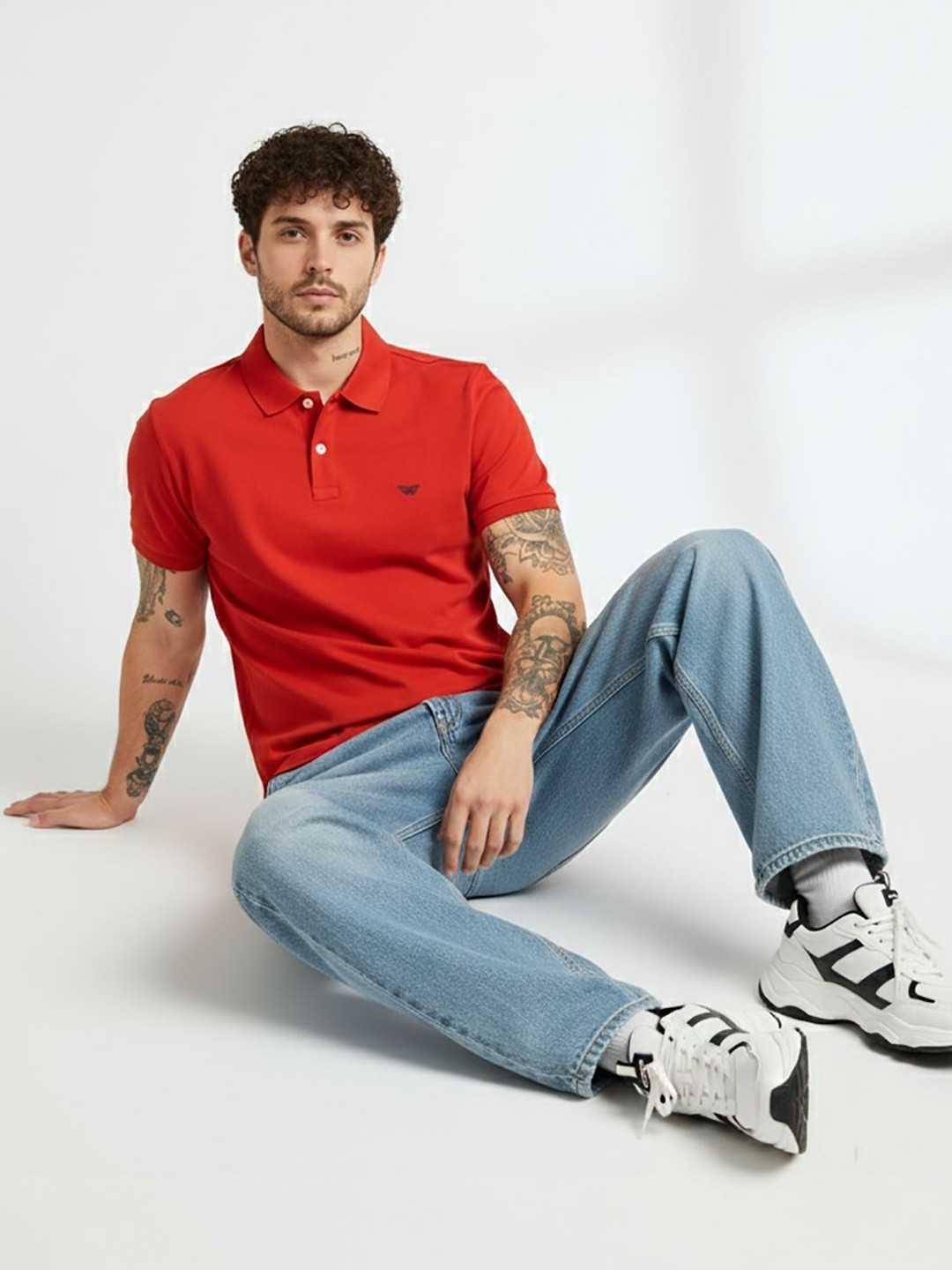 XYRIS Men Brand Logo Polo Collar T-shirt