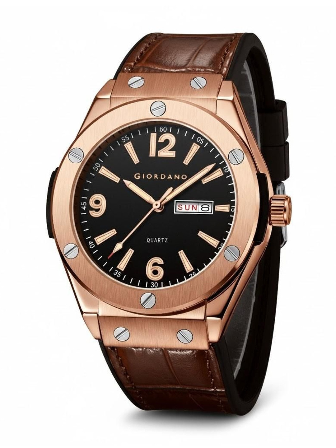 GIORDANO Men Embellished Dial & Leather Straps Analogue Watch GZ-50176-02