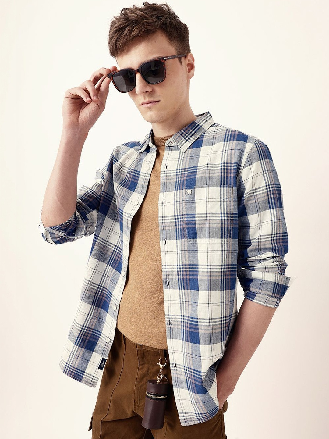 THE BEAR HOUSE Men Slim Fit Checked Casual Shirt