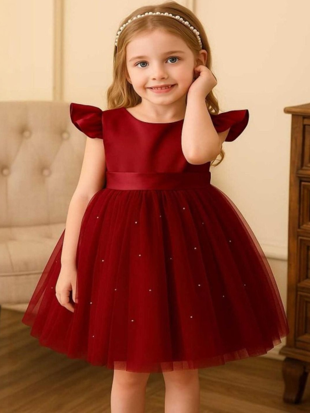 Helene Ethnic Motifs Satin Fit & Flare Dress
