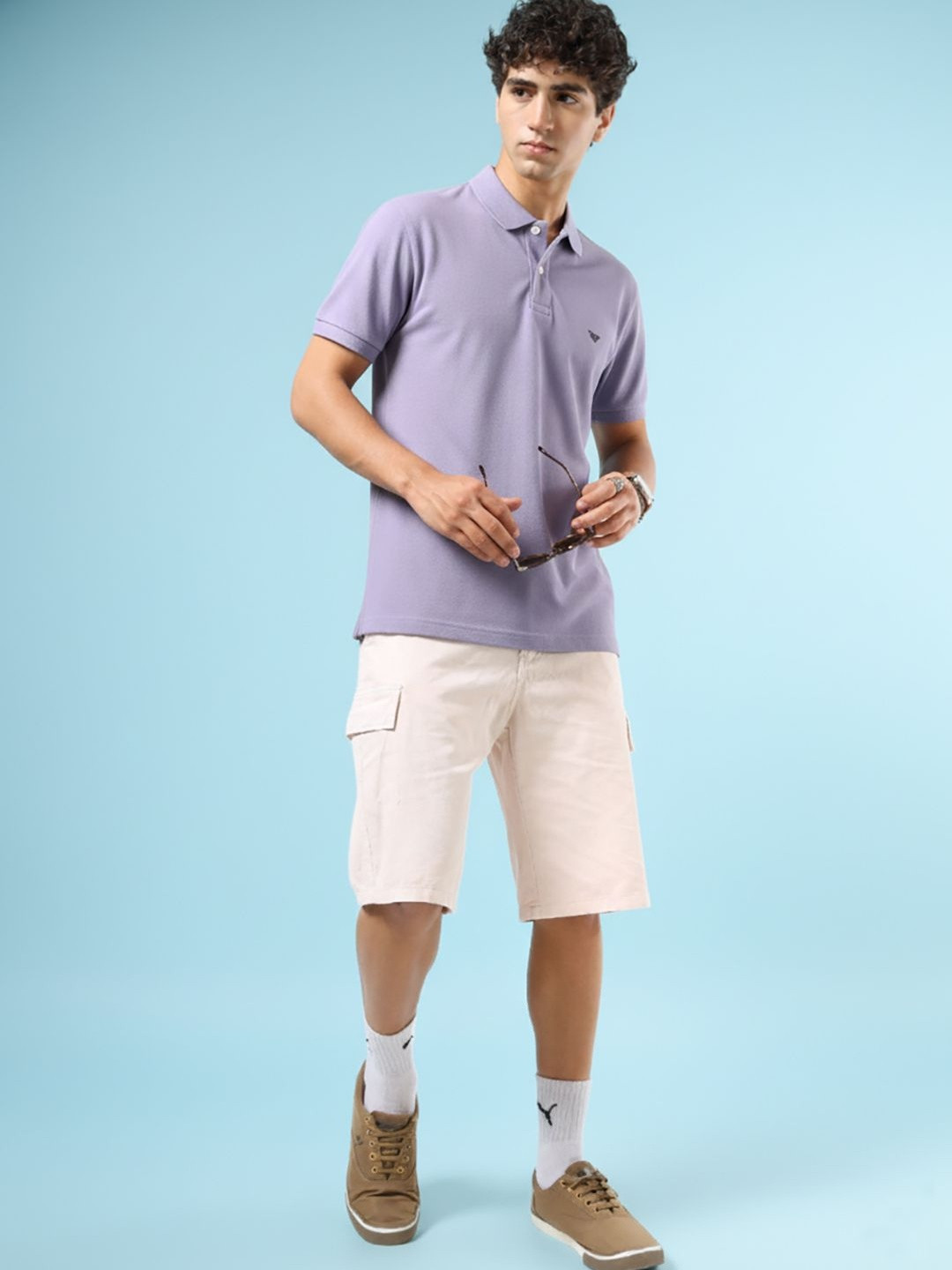 RISS Men Brand Logo Polo Collar T-shirt