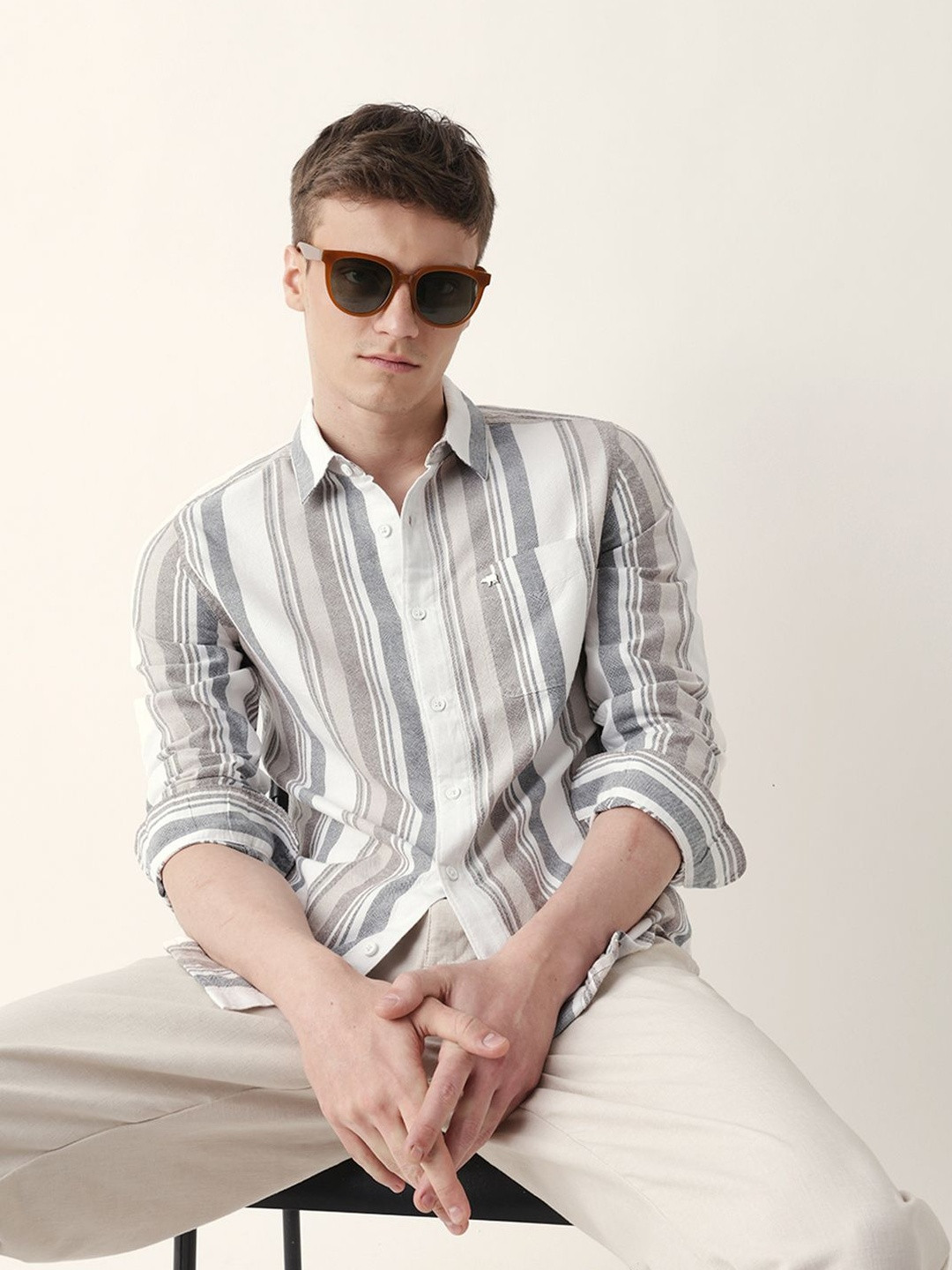 THE BEAR HOUSE Men Slim Fit Striped Casual Shirt