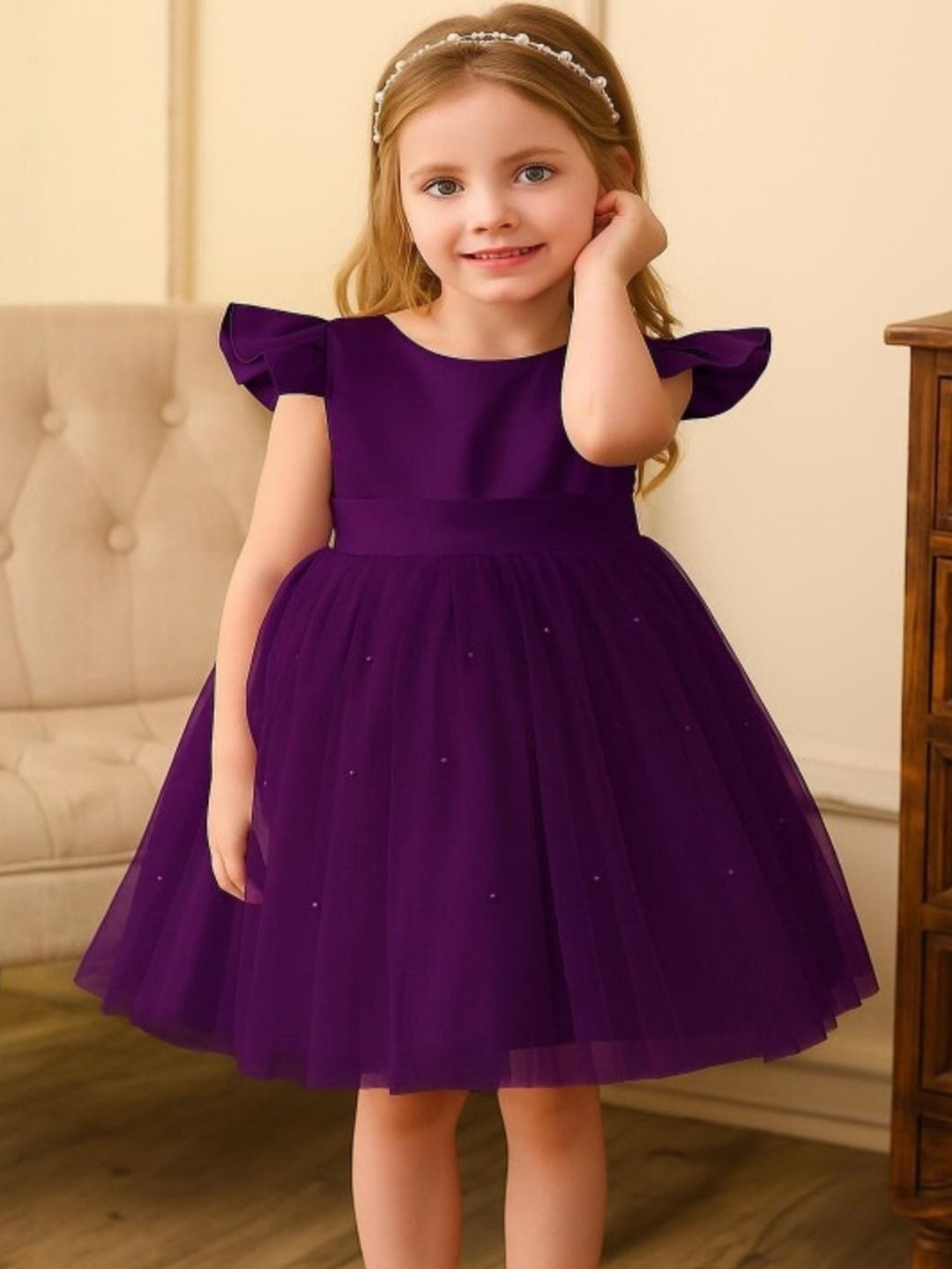 Helene Ethnic Motifs Satin Fit & Flare Dress