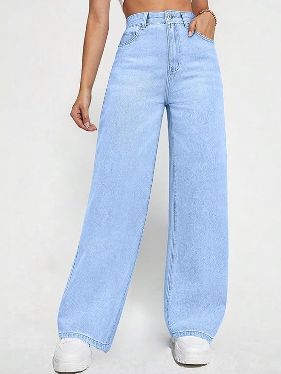 BAESD Women Straight Fit High-Rise Light Fade Stretchable Jeans