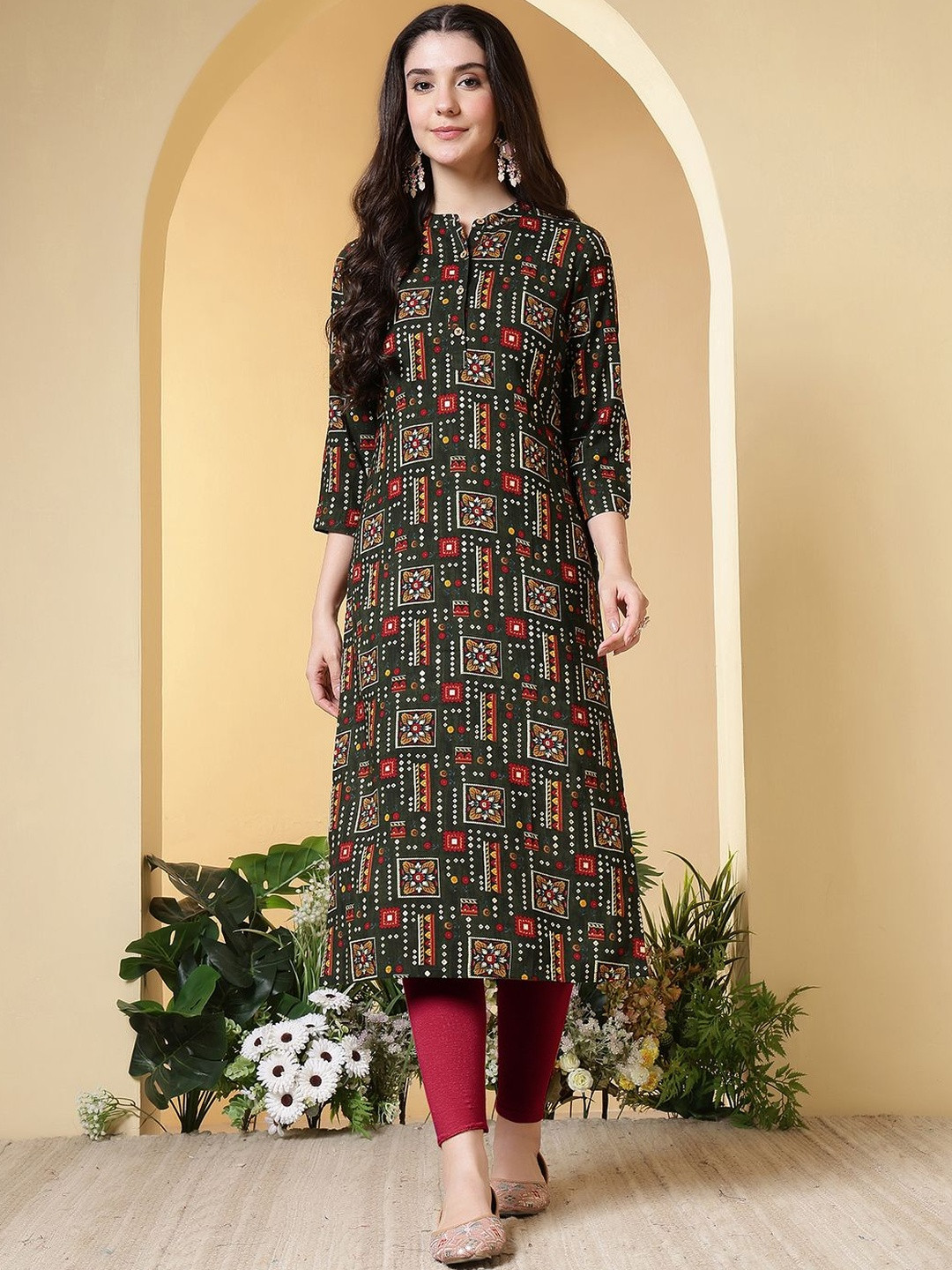 AMOUS Geometric Printed Kurti