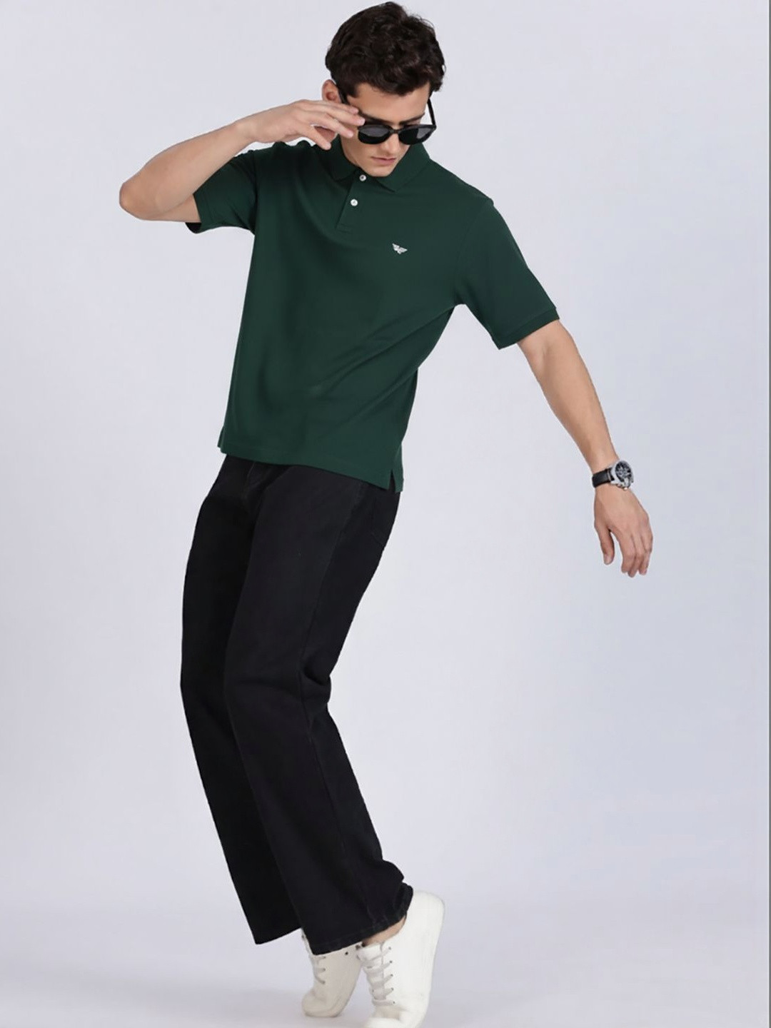 RISS Men Brand Logo Polo Collar T-shirt