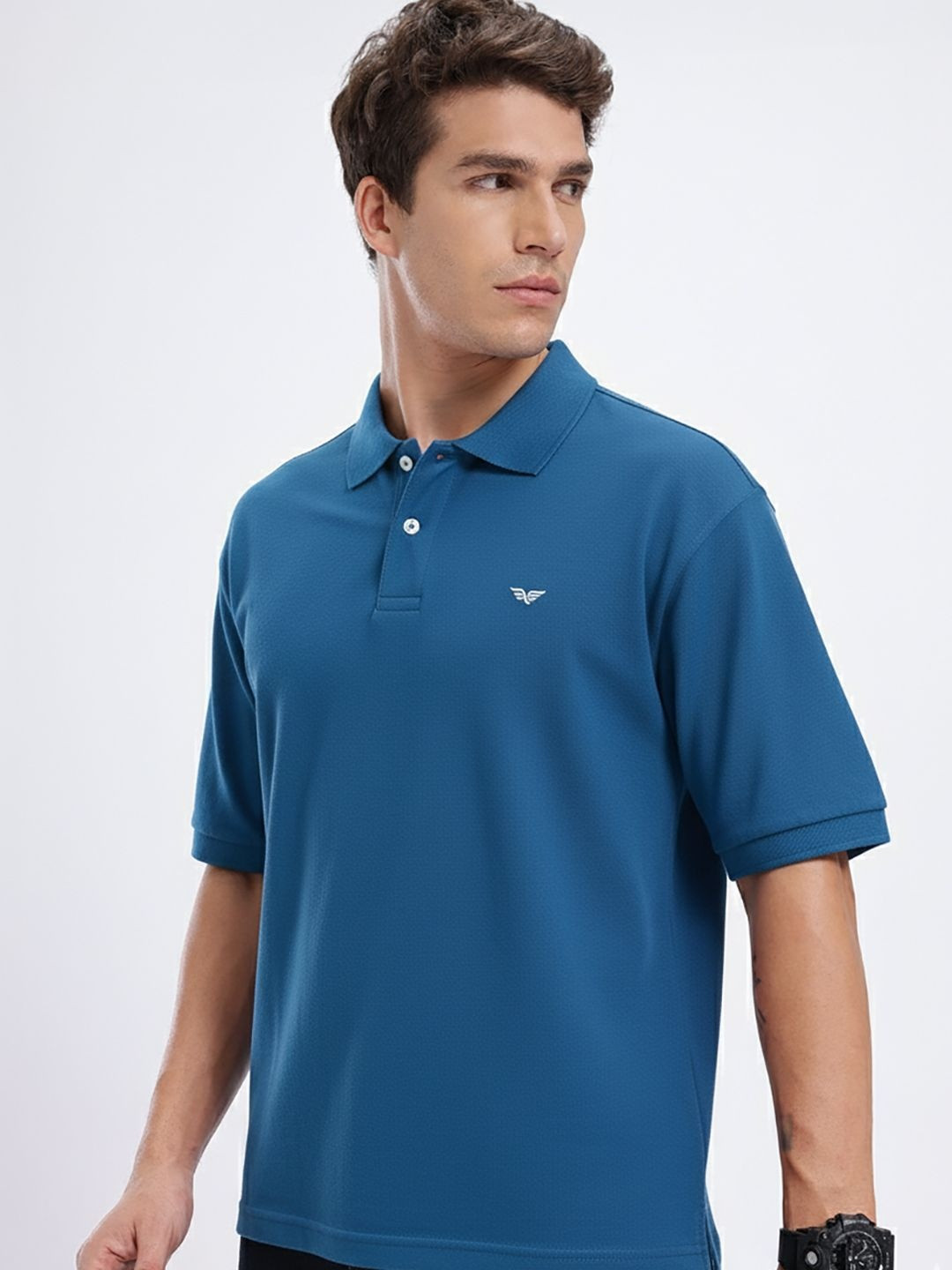 RISS Men Brand Logo Polo Collar T-shirt