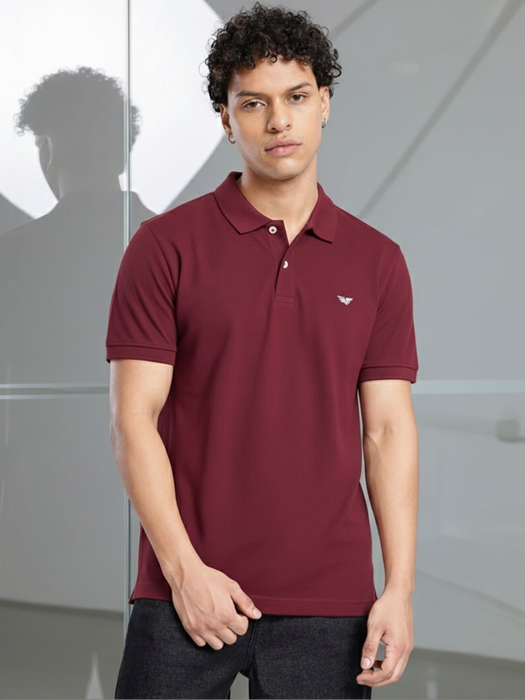 RISS Men Brand Logo Polo Collar T-shirt