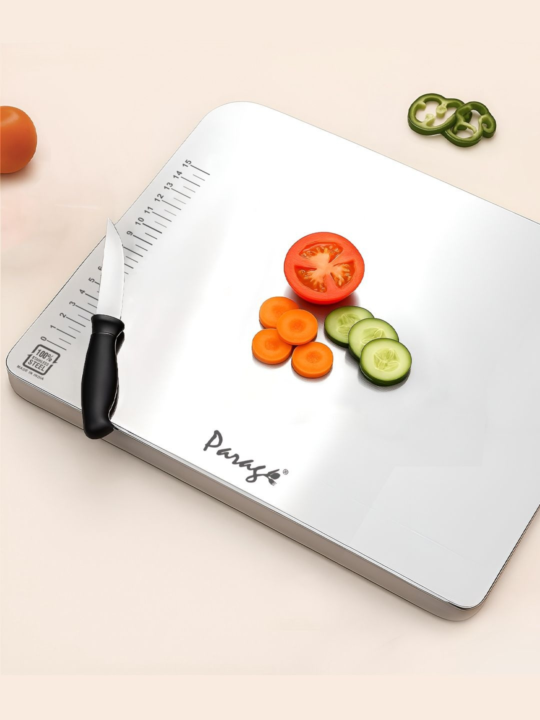 Parage Stainless Steel L Shape Cutting Board For Kitchen Counter Rustproof 35.5x30 cm