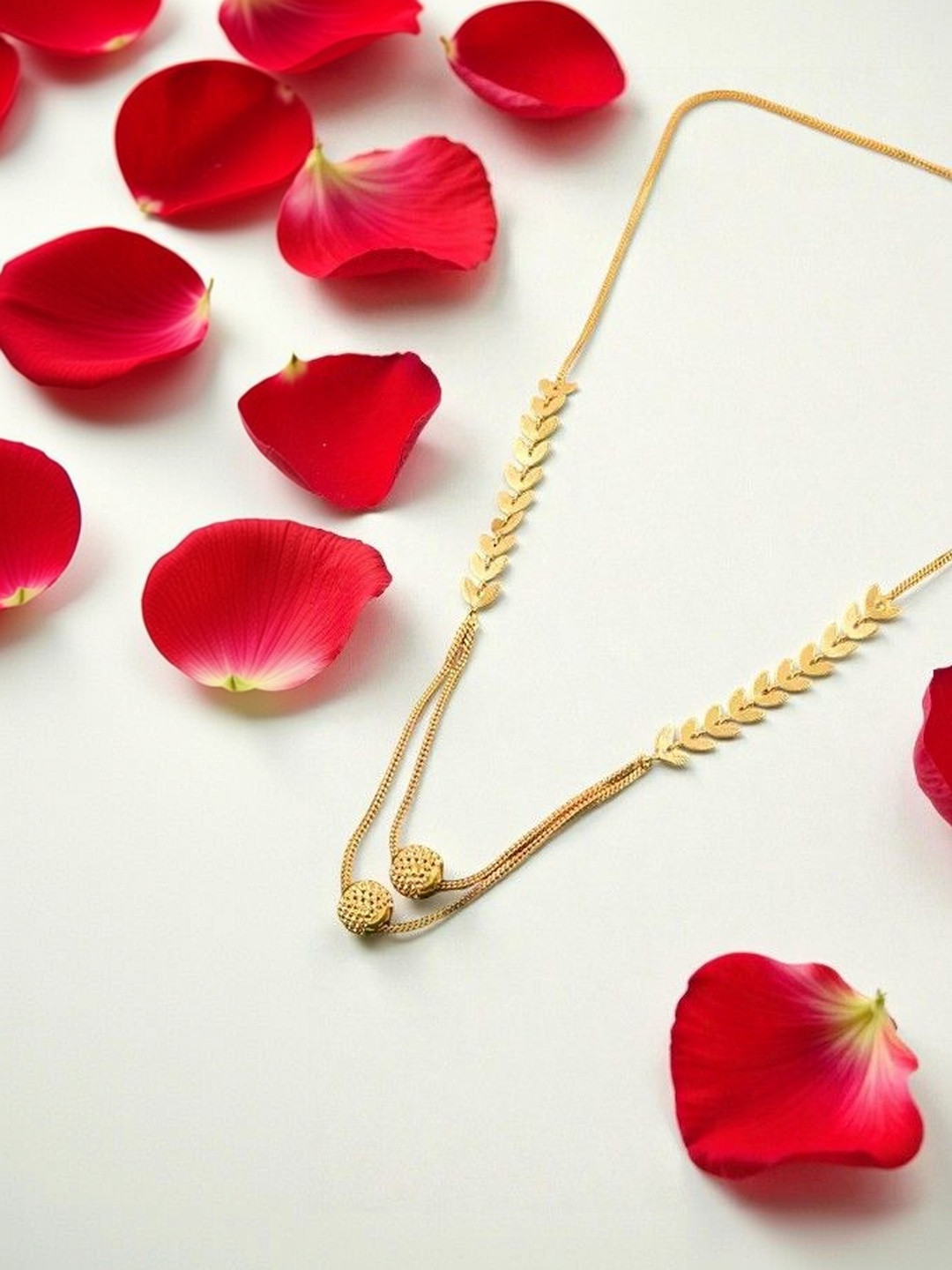 Sangria Gold-Plated American Diamond-Studded Minimal Lightweight Necklace