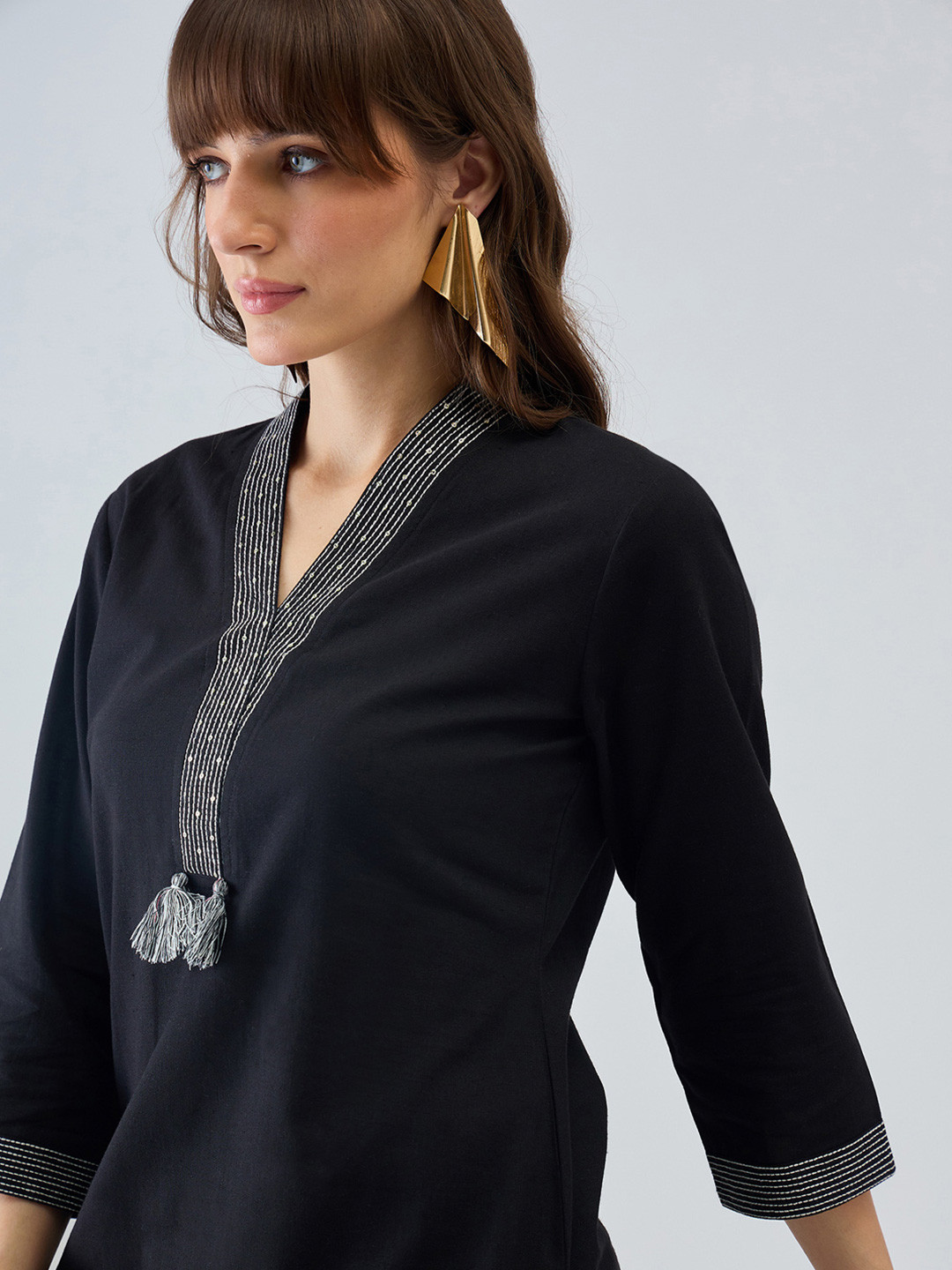 Indo Era Women Regular Thread Work Kurta with Trousers