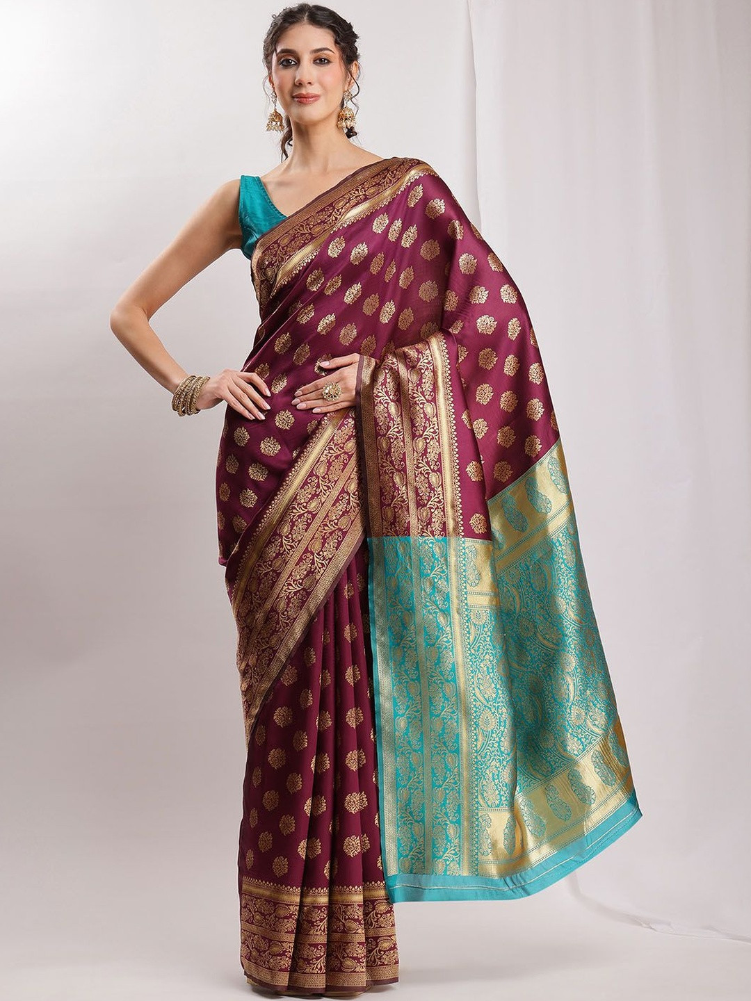 THREAD BOX Ethnic Motifs Zari Silk Blend Banarasi Saree
