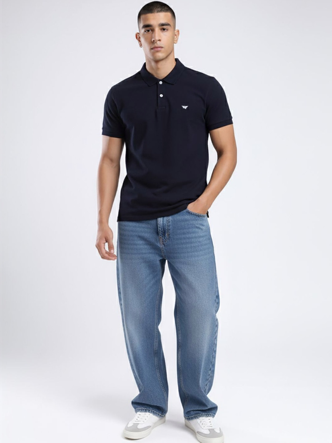 XYRIS Men Brand Logo Polo Collar T-shirt