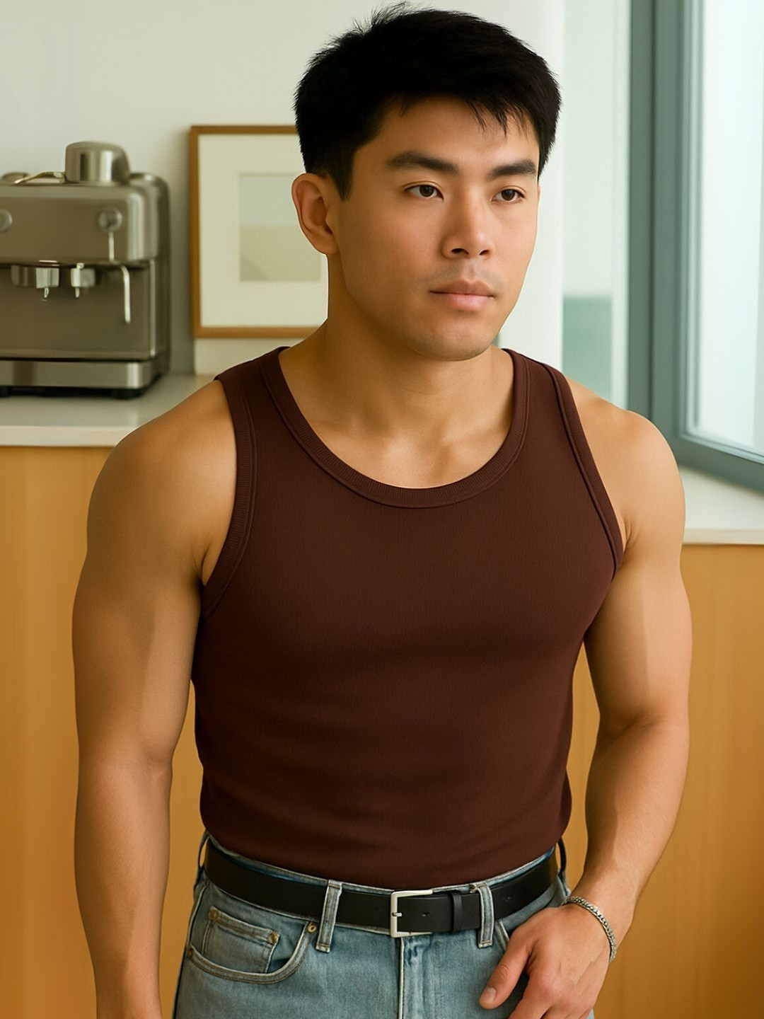ROCKWELL Ribbed Cotton Breathable Active Fit Innerwear Gym Vests