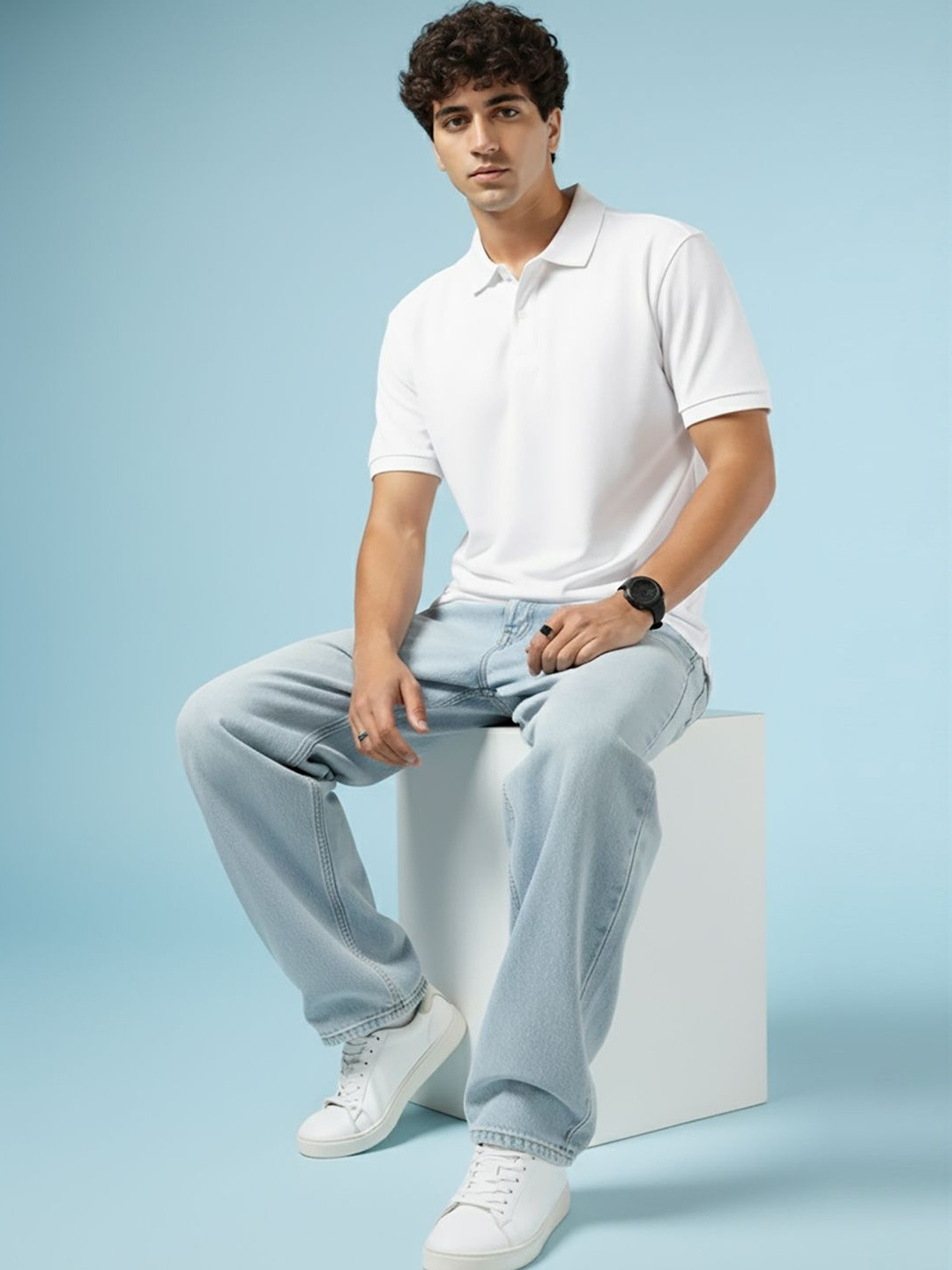 RISS Men Polo Collar T-shirt