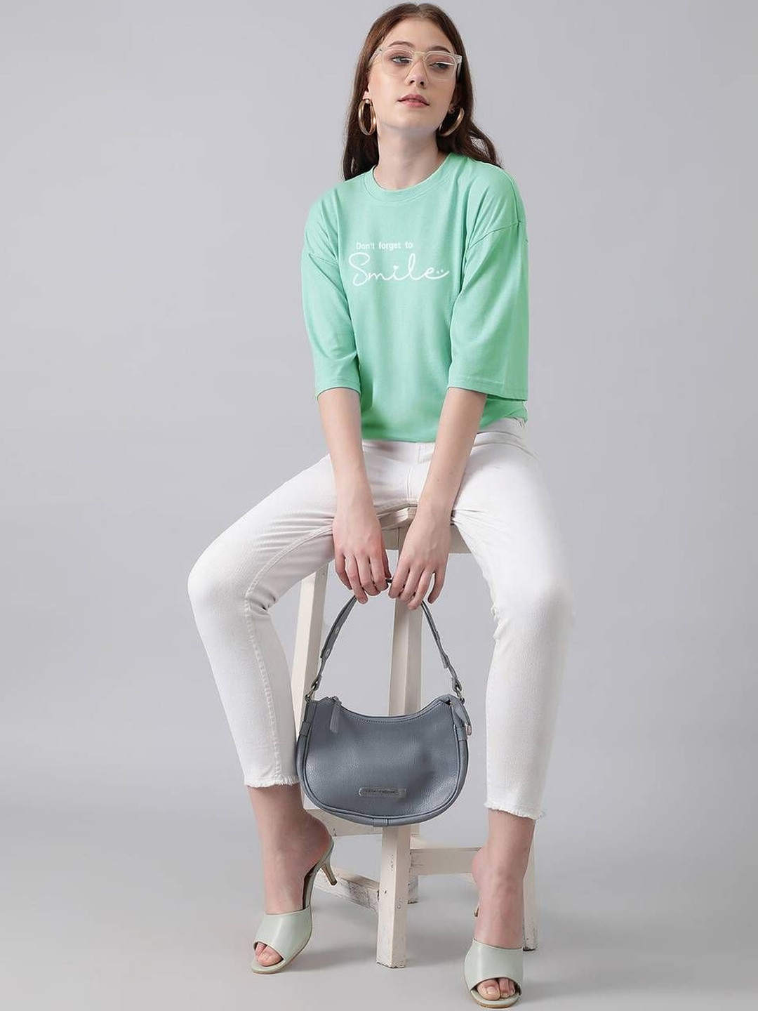 Stylecast X Kotty Women Typography Printed Drop-Shoulder Sleeves T-shirt
